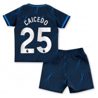 Koszulka piłkarska Chelsea Moises Caicedo #25 Strój wyjazdowy dla dzieci 2023-24 tanio Krótki Rękaw (+ Krótkie spodenki)